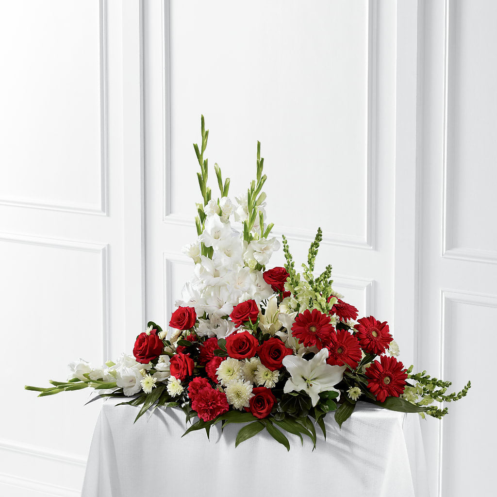 Crimson & White Arrangement – Joya Flowers, Central Islip NY