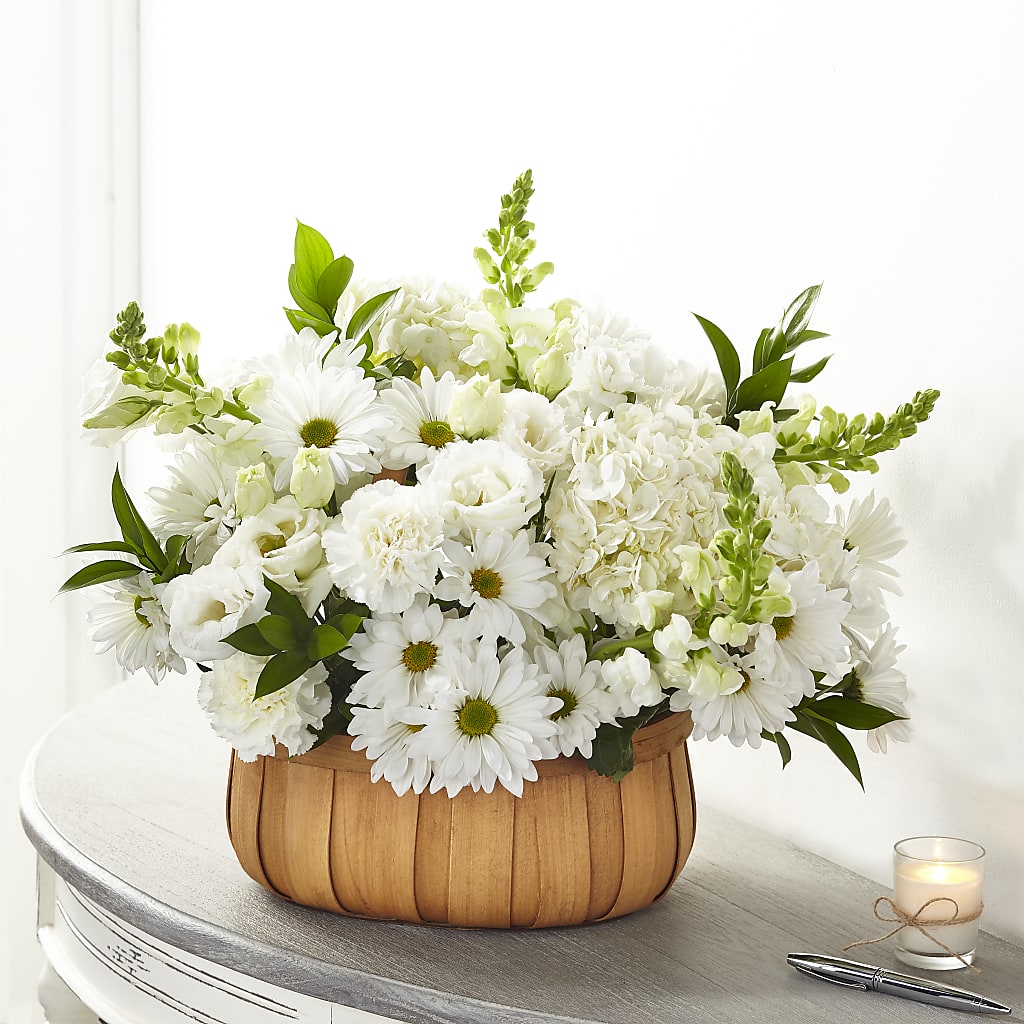 Pure Ivory Basket – Joya Flowers, Central Islip NY