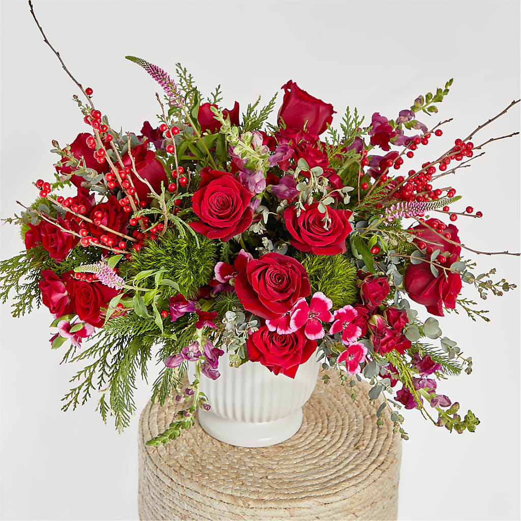 Big Red Bow Bouquet –  Joya Flowers, Central Islip NY