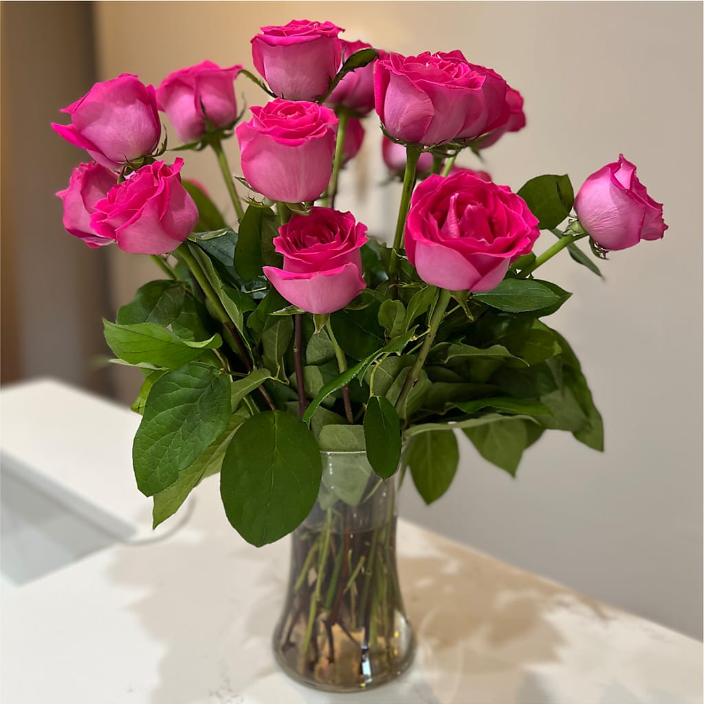 Long Stem Pink Rose Bouquet –  Joya Flowers, Central Islip NY