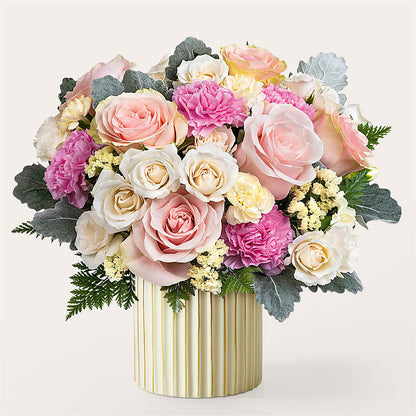 Blissful Moments Bouquet with Ivory Vase –  Joya Flowers, Central Islip NY