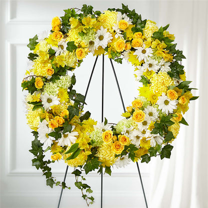 Golden Remembrance Wreath –  Joya Flowers, Central Islip NY