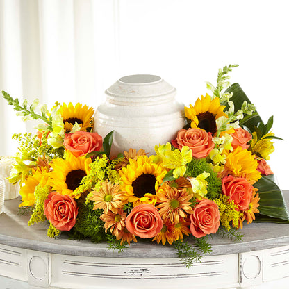 Faithful Sunflower Cremation Adornment –  Joya Flowers, Central Islip NY