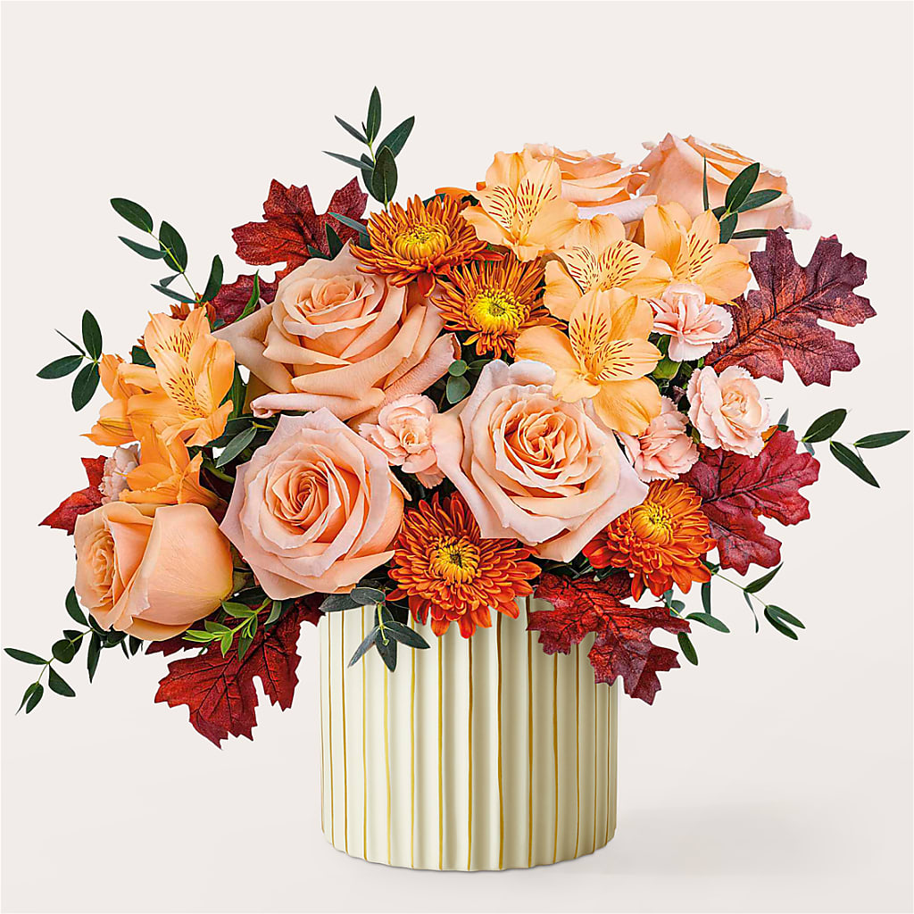 Spiced Latte Bouquet with Ivory Vase –  Joya Flowers, Central Islip NY